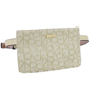 CK Calvin Klein Zip Top Belt Bag, Ivory Size L